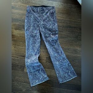 Knox Rose Paisley Corduroy Flare Pull-On Pants NWOT